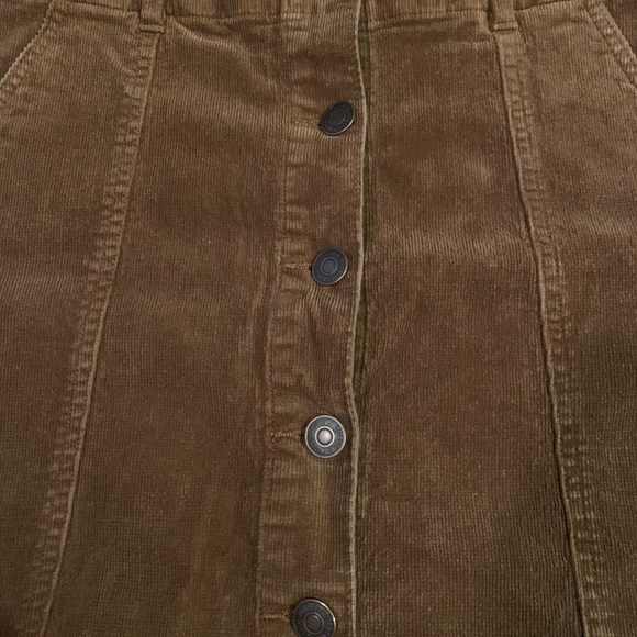 Brown Corduroy Button Up Skirt - Picture 2 of 3